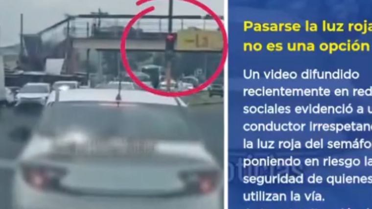 ATTT multa con $120 a conductor por cruzar luz roja y desatender señales de tránsito